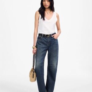 NWT Madewell The Darted Barrel-Leg Jean Danver wash size 25